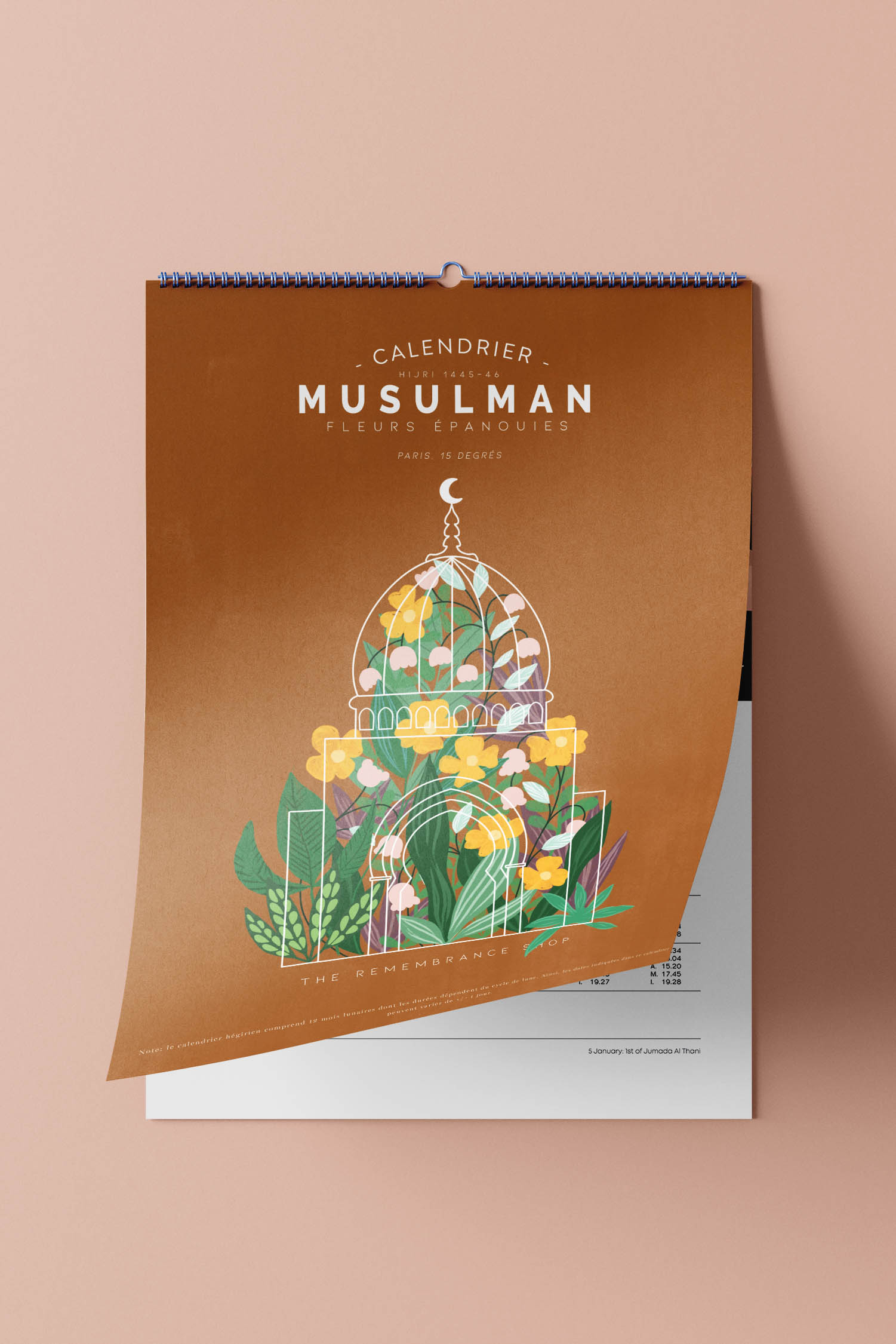 Calendrier Musulman 2024 - Hijri 1445/1446 - Floral image